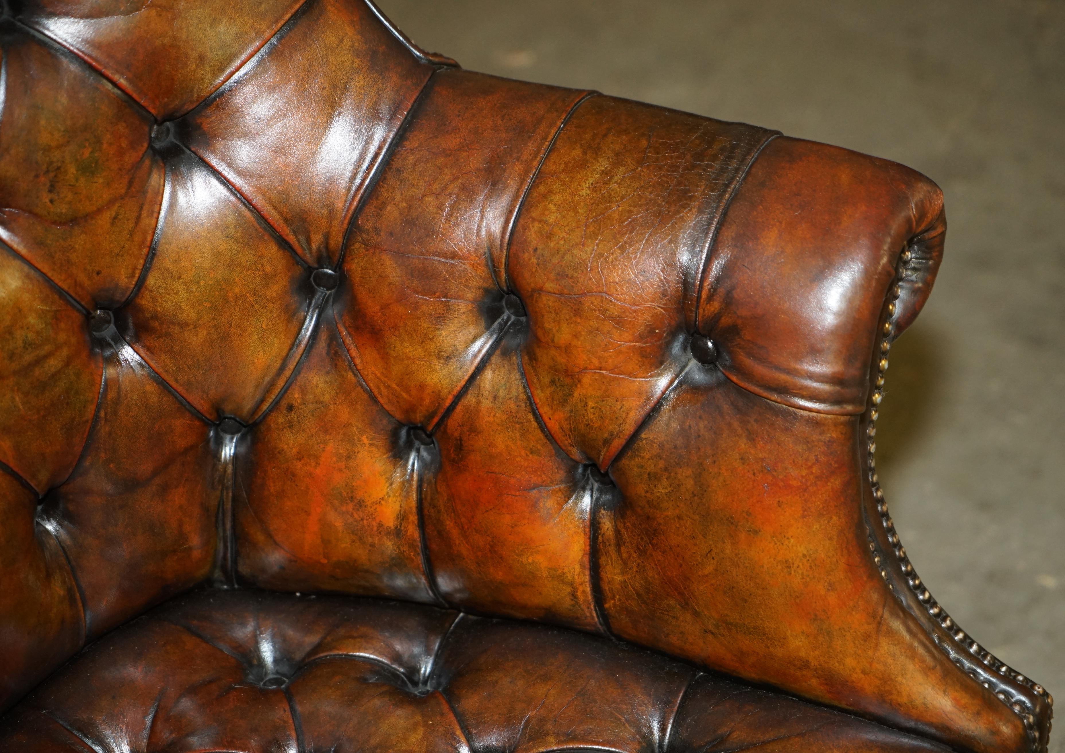 Pelle ANTICO GODFATHER HILLCREST SEDIA DA DIRETTORE IN PELLE MARRONE CHEsterfield in vendita