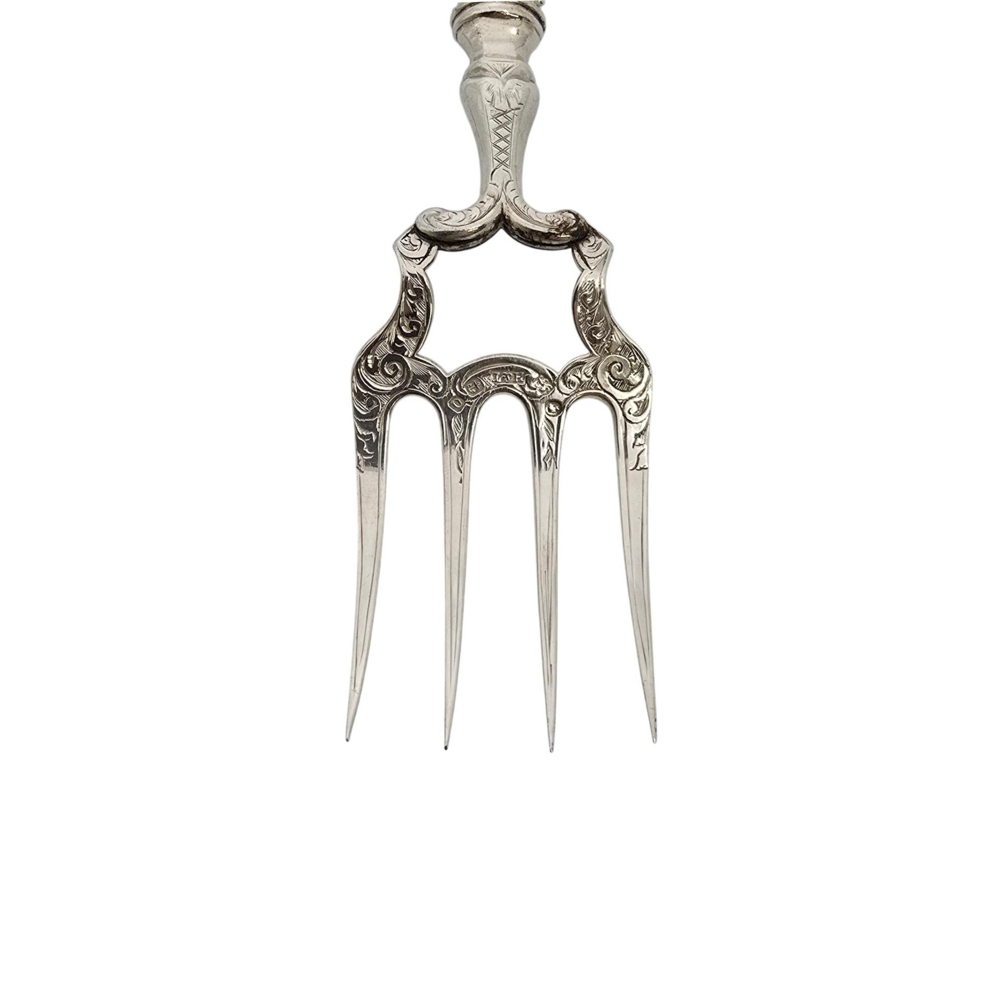 Antica forchetta da carne in argento sterling Hilliard & Thomason Birmingham Inghilterra #19930 in vendita 1