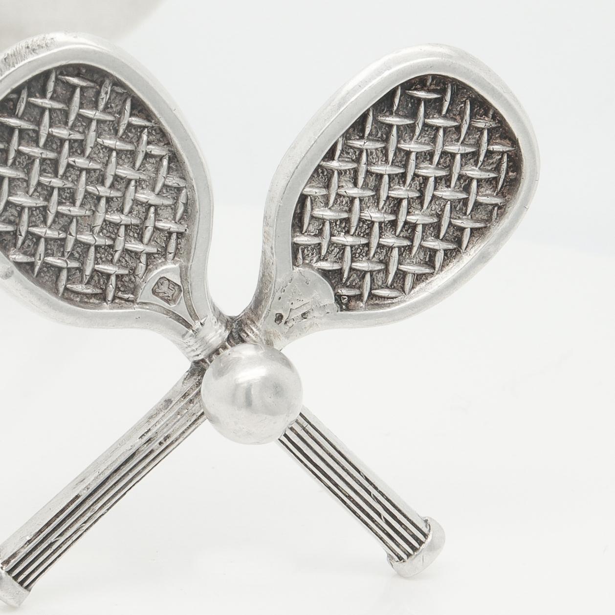 Antigua raqueta de tenis Hilliard & Thomason Apoya cuchillos inglesa de plata de ley en venta 4