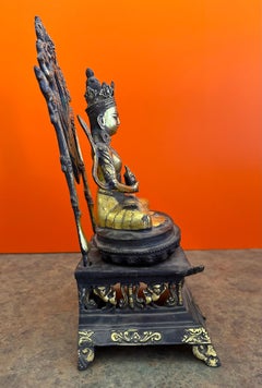 Antique Himalayan Gilt Bronze Seated Deity Shrine Figure, Circa 1890 - 1920