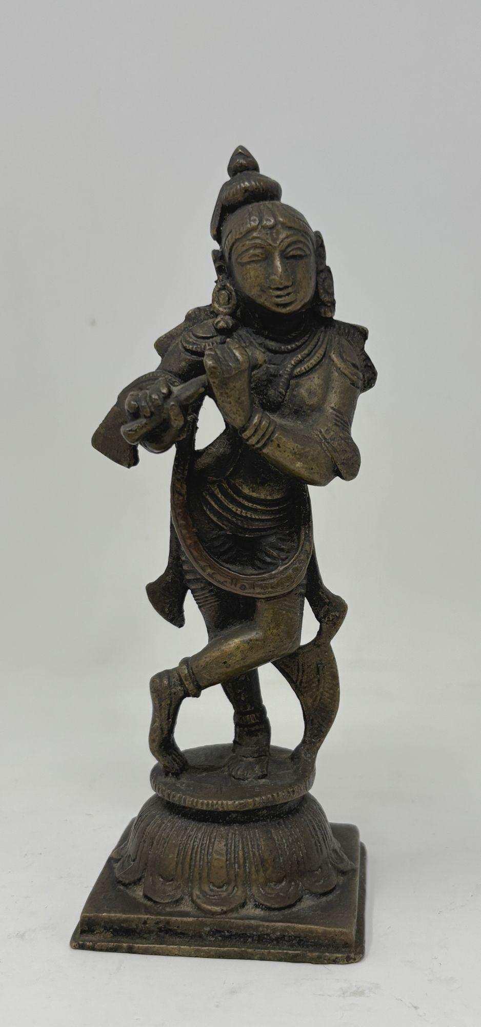 Antique Hindu Bronze of Krishna Sculpture For Sale 3
