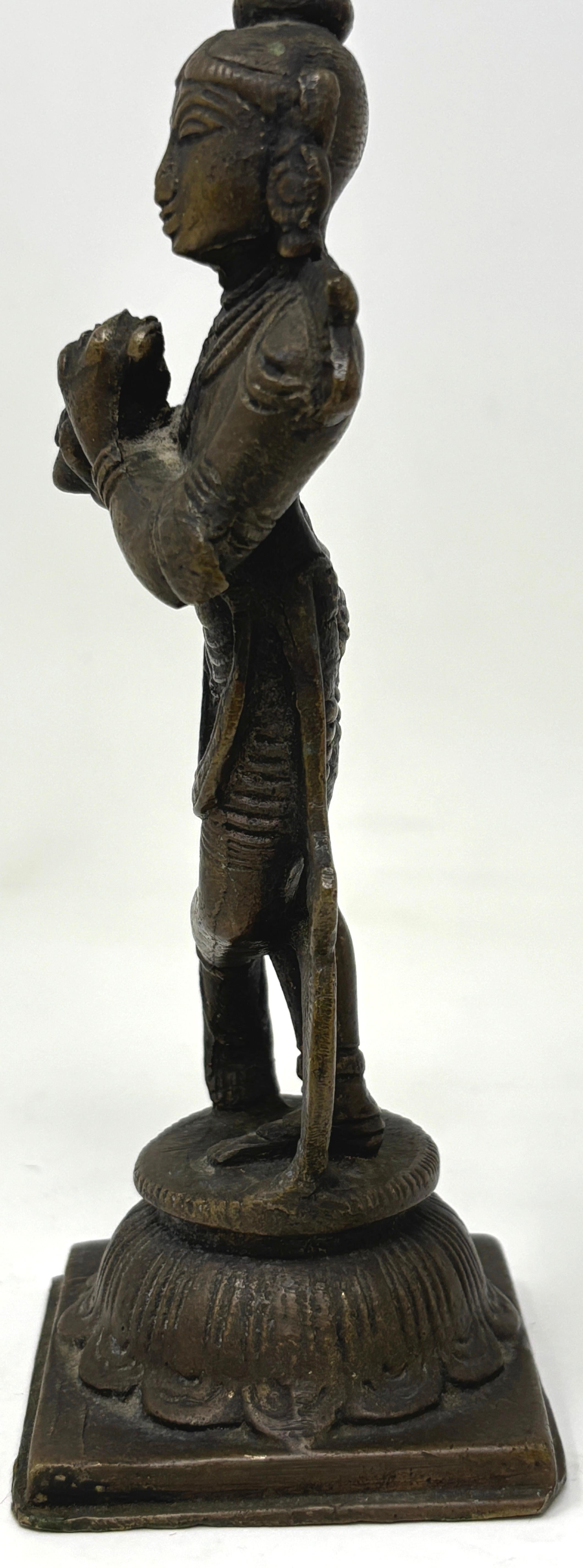 Folk Art Antique Hindu Bronze of Krishna Sculpture For Sale