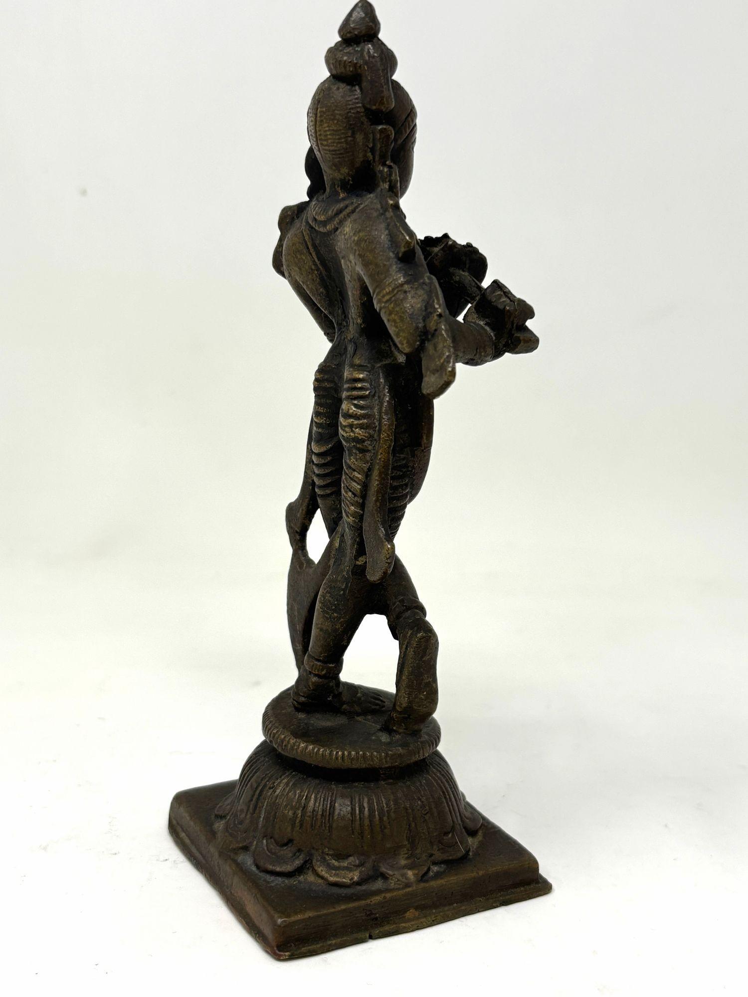 Cast Antique Hindu Bronze of Krishna Sculpture For Sale