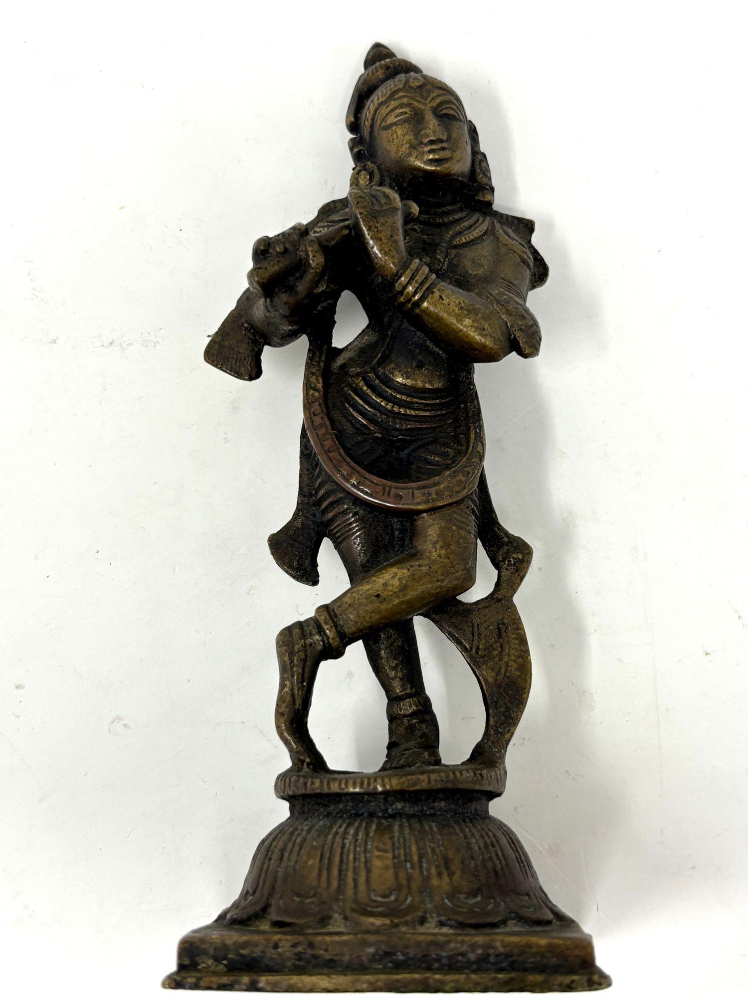 Antique Hindu Bronze of Krishna Sculpture For Sale 1