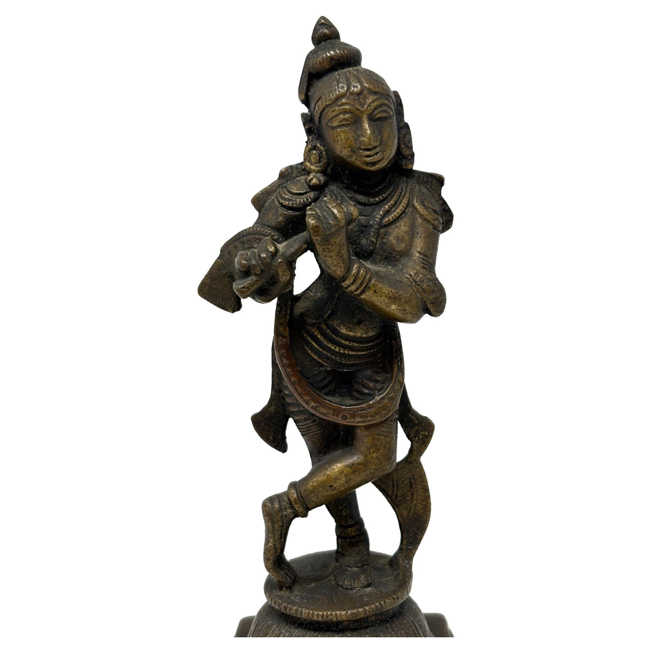 Antike Hindu-Bronze der Krishna-Skulptur aus Krishna