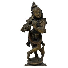 Antike Hindu-Bronze der Krishna-Skulptur aus Krishna