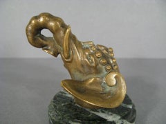 Antique Hindu Elephant Head Bronze Paperweight -1Y70