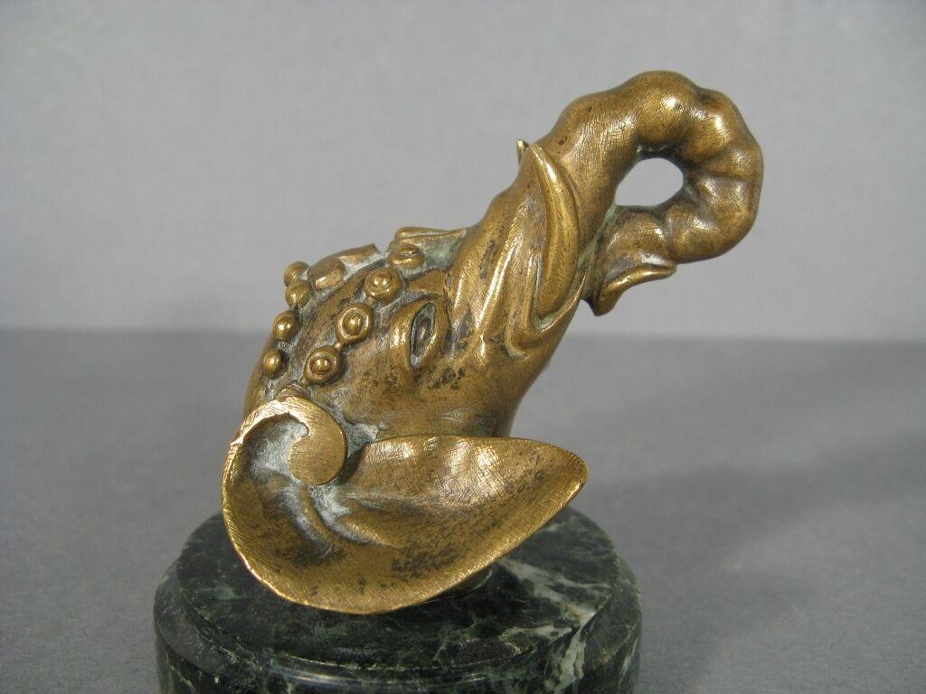 Empire Antique Hindu Elephant Head Bronze Paperweight -1Y70