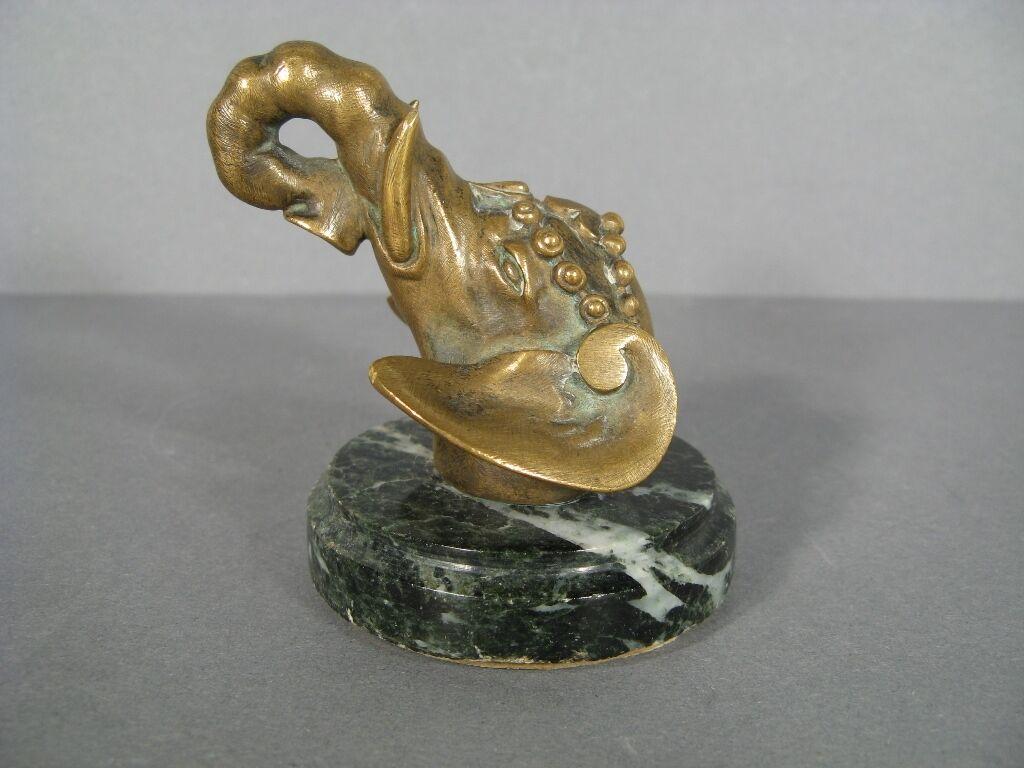 Antique Hindu Elephant Head Bronze Paperweight -1Y70 In Good Condition In Bordeaux, FR