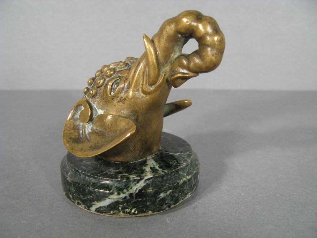 Antique Hindu Elephant Head Bronze Paperweight -1Y70 1