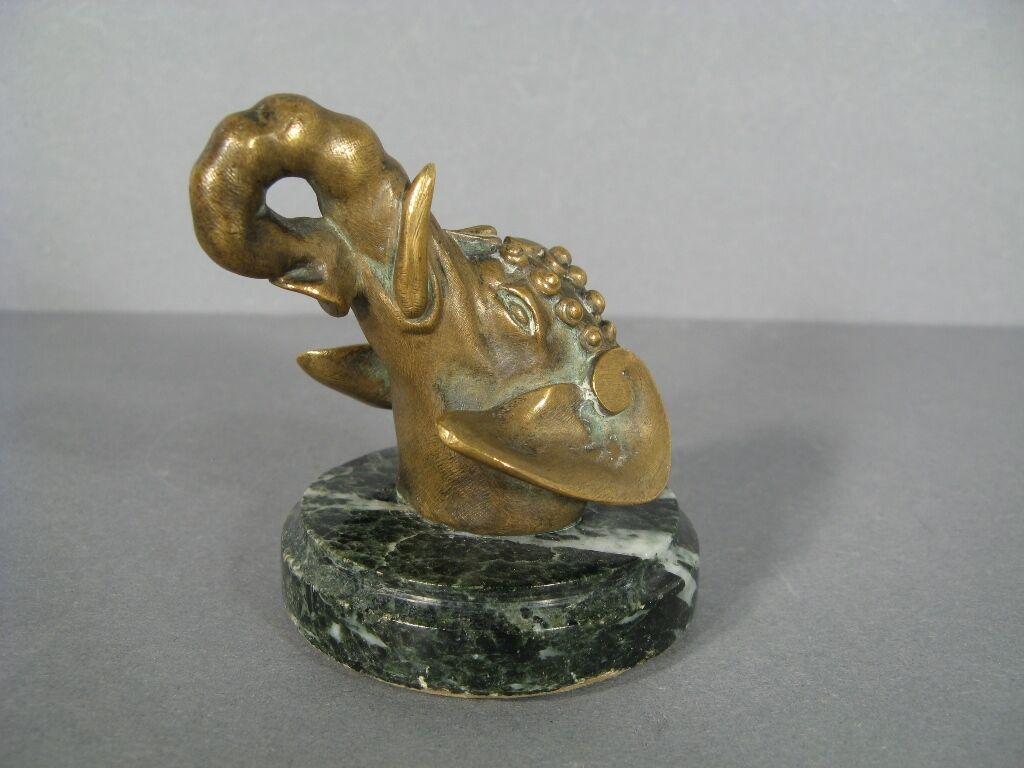 Antique Hindu Elephant Head Bronze Paperweight -1Y70 2