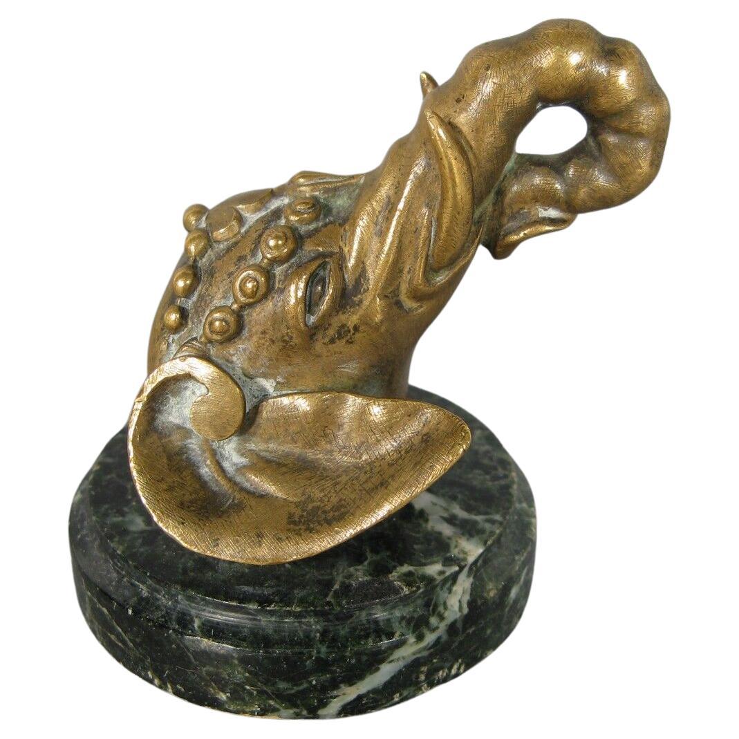 Antique Hindu Elephant Head Bronze Paperweight -1Y70