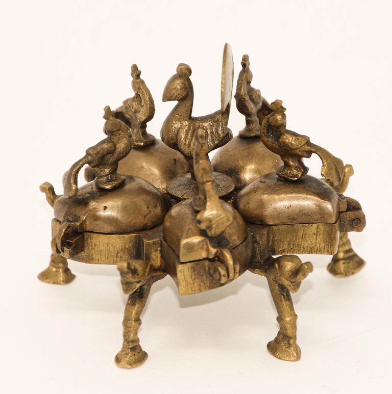 Old Peacock Shaped Brass Betelnut Box - Ca 1920 Old Peacock Shaped Brass Betelnut Box - Ca 1920