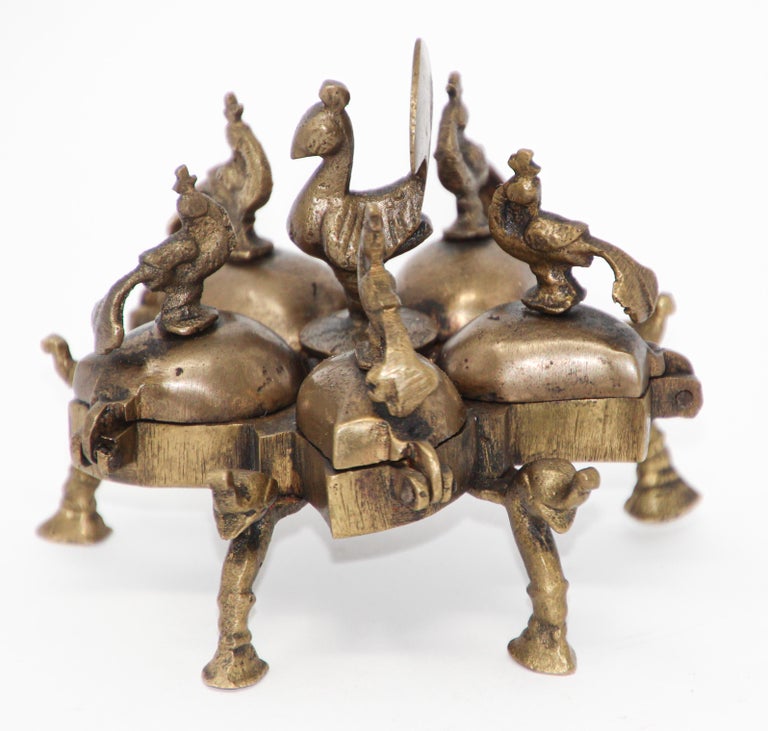 Old Peacock Shaped Brass Betelnut Box - Ca 1920 Old Peacock Shaped Brass Betelnut Box - Ca 1920