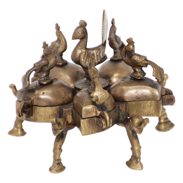 Old Peacock Shaped Brass Betelnut Box - Ca 1920 Old Peacock Shaped Brass Betelnut Box - Ca 1920