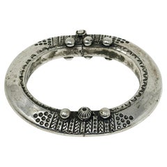 Antique Hinged Silver Bracelet from South India