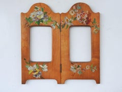 Antique Hinged Table Frame Hand Painted Flowers