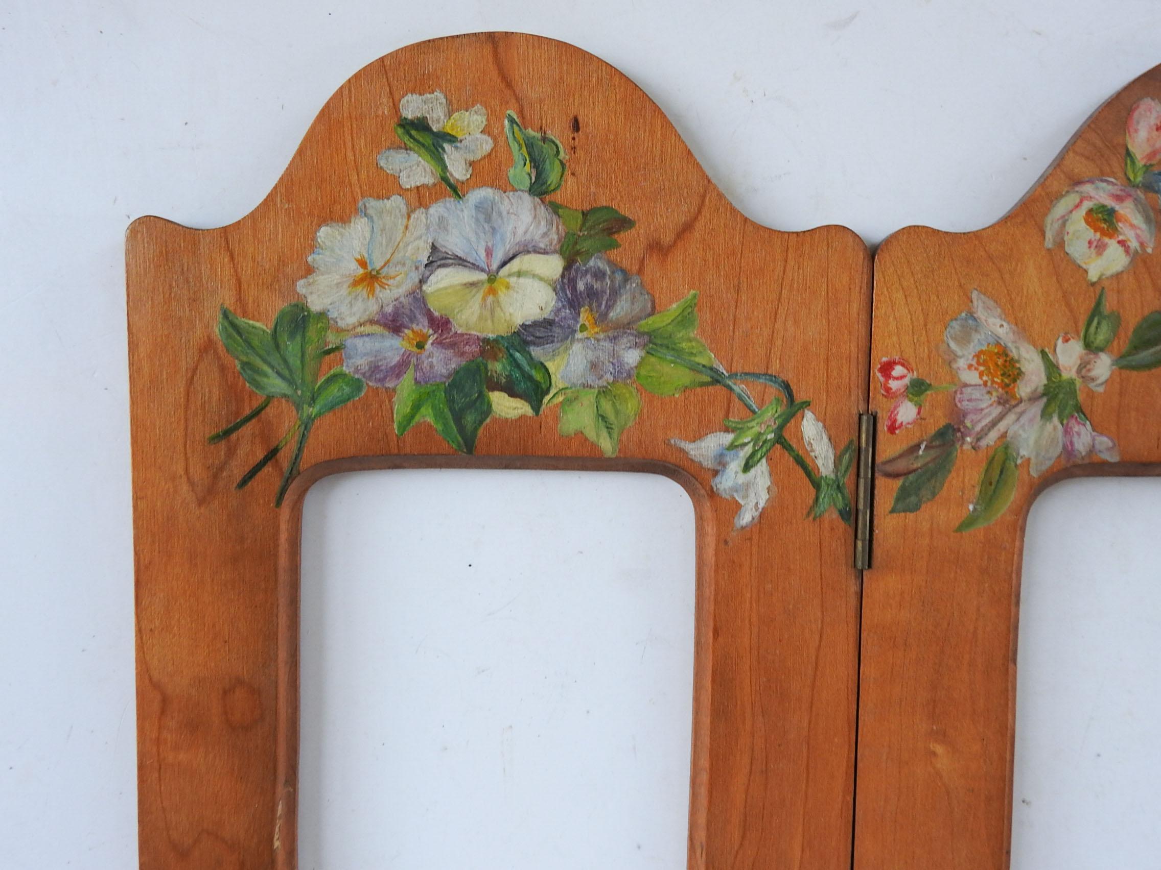 American Antique Hinged Table Frame Hand Painted Flowers For Sale