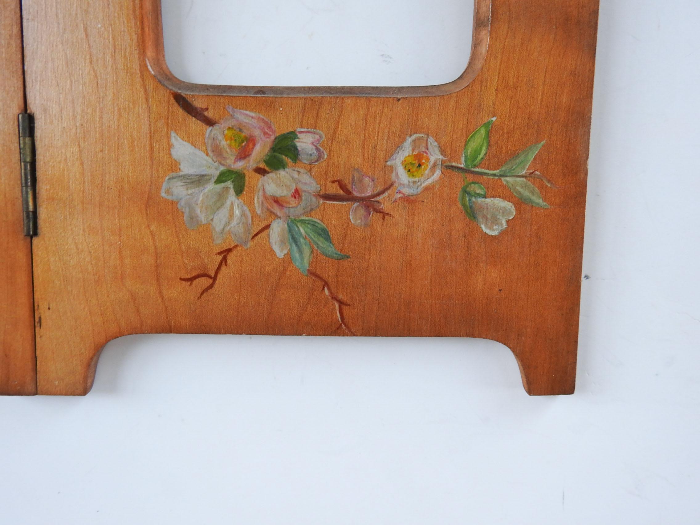 20th Century Antique Hinged Table Frame Hand Painted Flowers For Sale