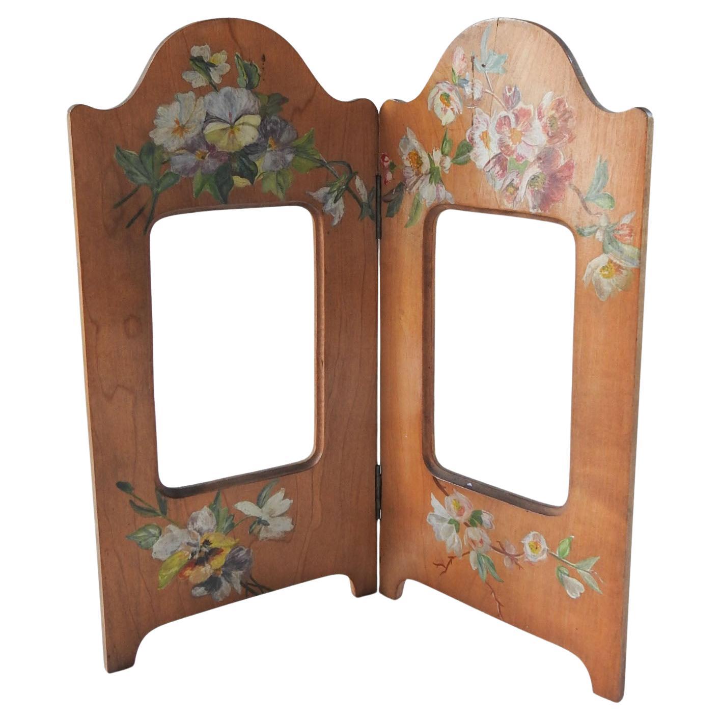 Antique Hinged Table Frame Hand Painted Flowers For Sale