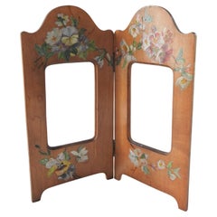 Antique Hinged Table Frame Hand Painted Flowers