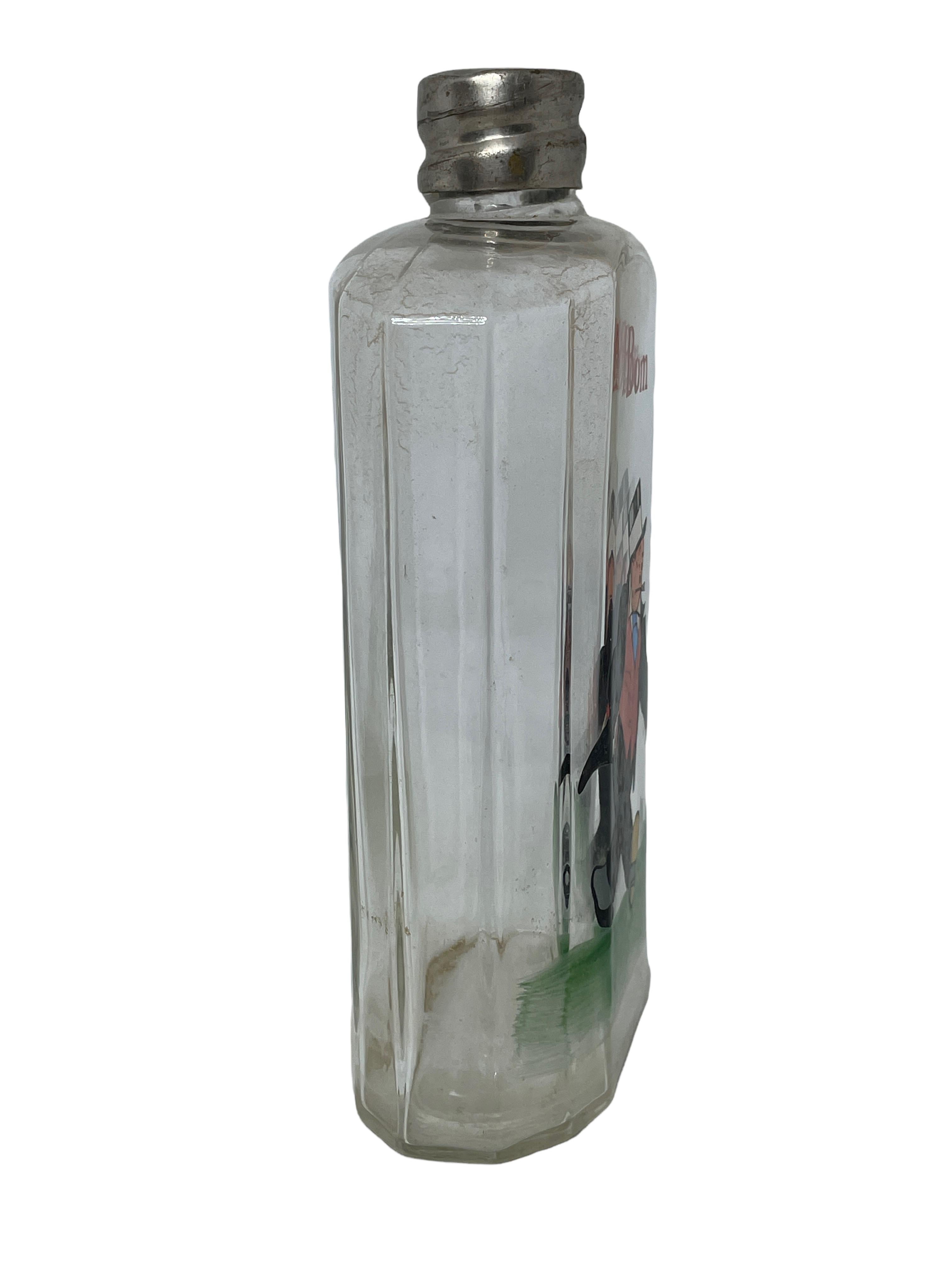 Antiker Hip Flask, handbemaltes Drunk Gentleman-Motiv, Schweden, frühes 20. Jahrhundert (Art nouveau) im Angebot