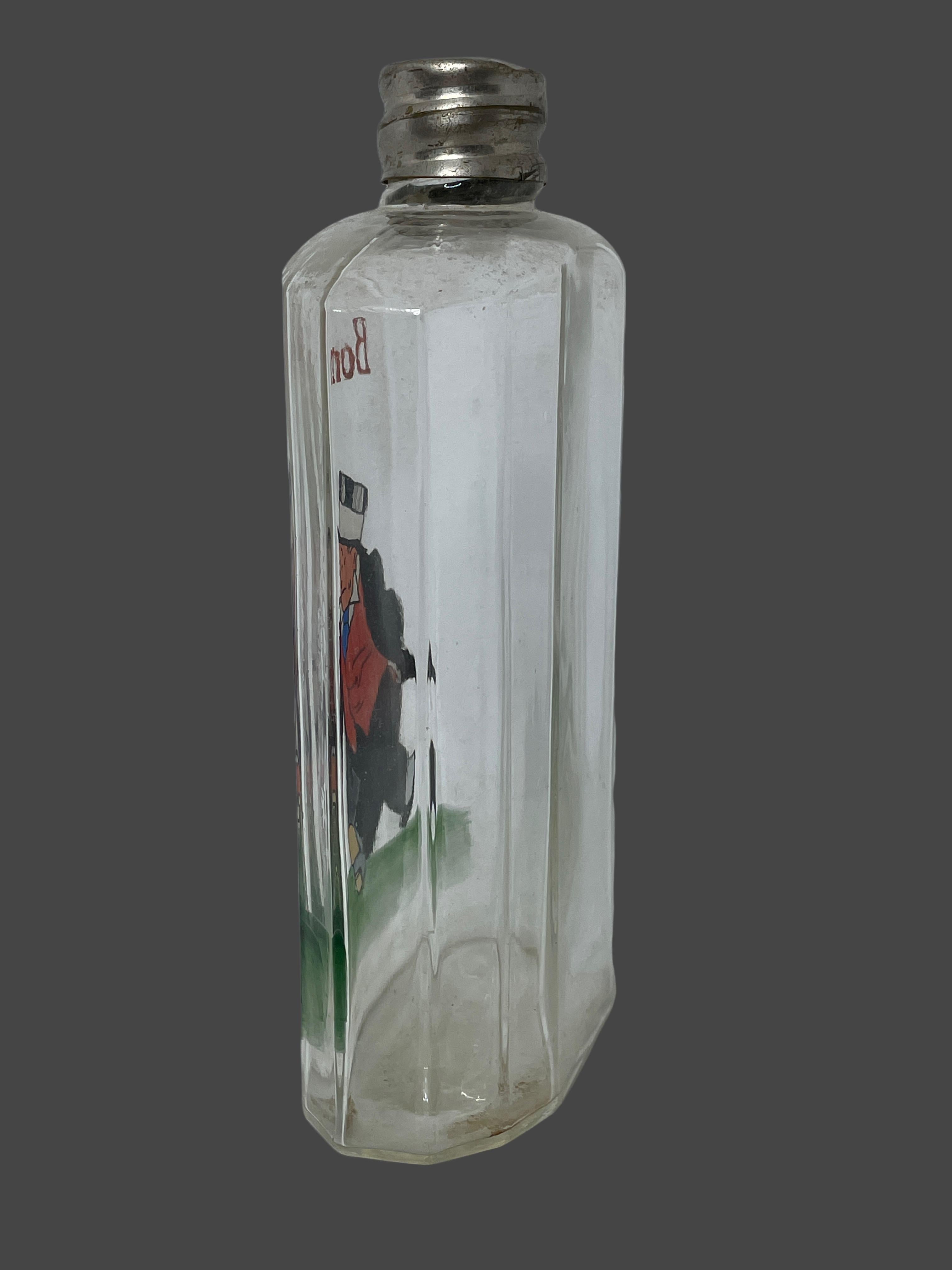 Antiker Hip Flask, handbemaltes Drunk Gentleman-Motiv, Schweden, frühes 20. Jahrhundert im Angebot 1