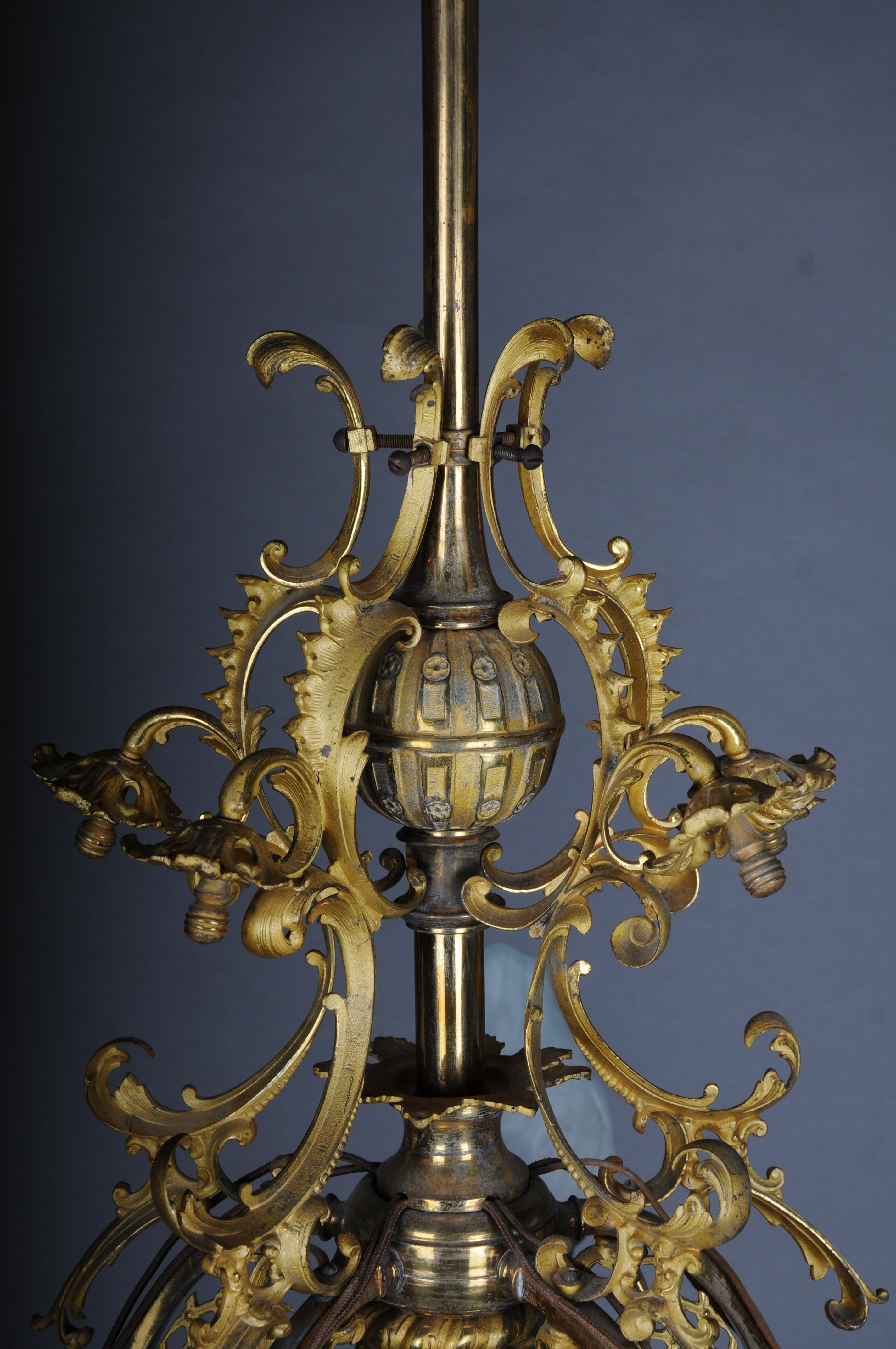 German Antique Hisorism chandelier, bronze, gold from 1880 For Sale