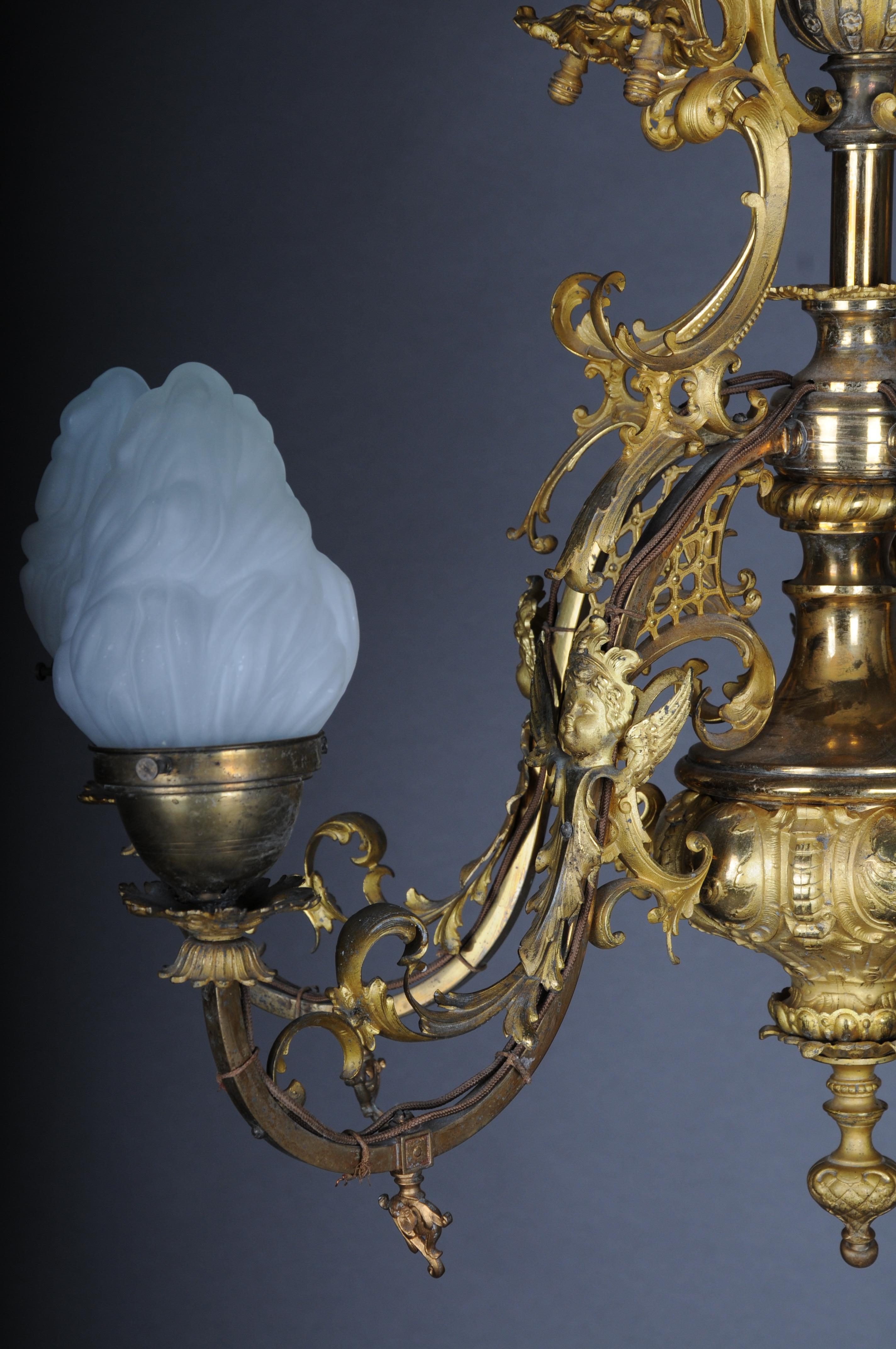 Antique Hisorism chandelier, bronze, gold from 1880 In Good Condition For Sale In Berlin, DE