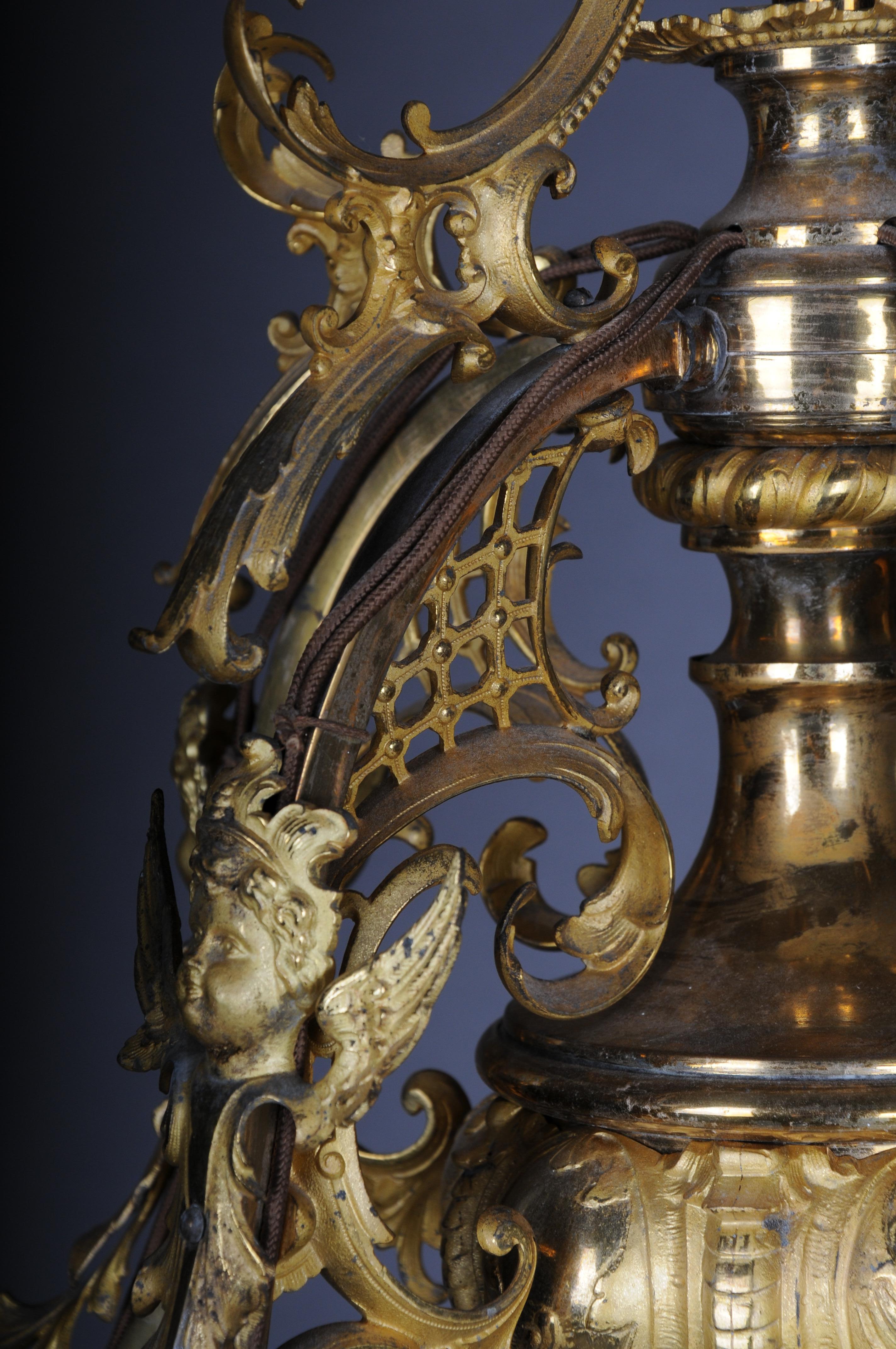 Late 19th Century Antique Hisorism chandelier, bronze, gold from 1880 For Sale