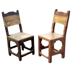 Antique Hispanic Chairs w/ Vellum Hide Seats Backs