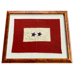 Antique Historic American Double Blue Star Flag, circa 1917