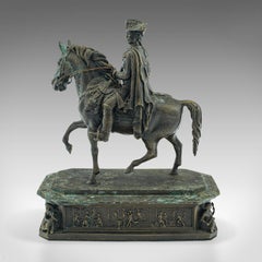 Antique Historic Desk Statue, Continental Bronze, Frederick the Great, Victorian