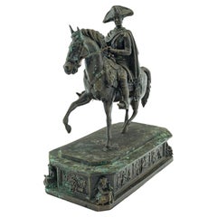 Statue de bureau historique ancienne, bronze continental, Frédéric le Grand, Victorien