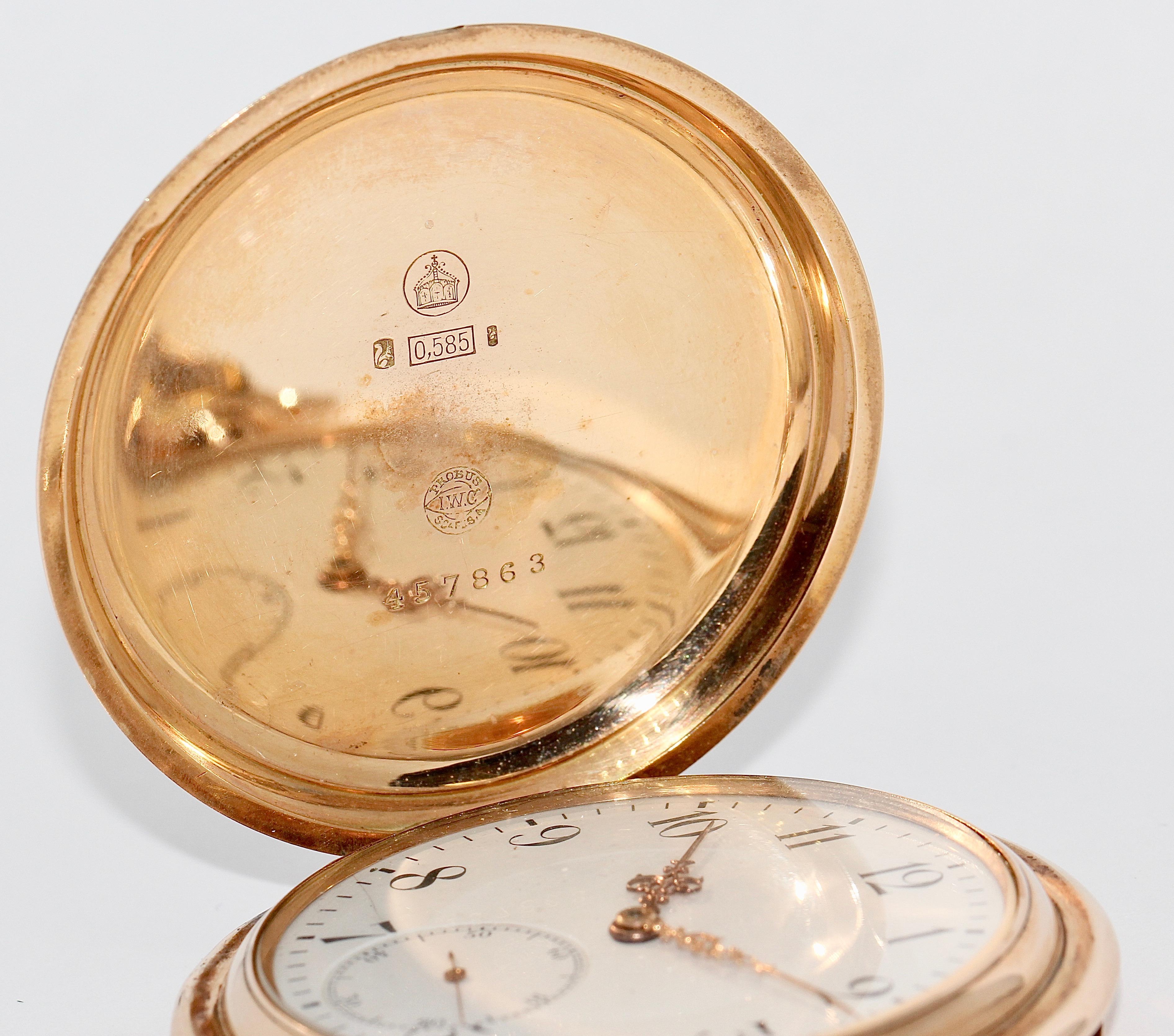 Women's or Men's Antique, Historical IWC Hunter Pocket Watch, 14 Karat Yellow Gold