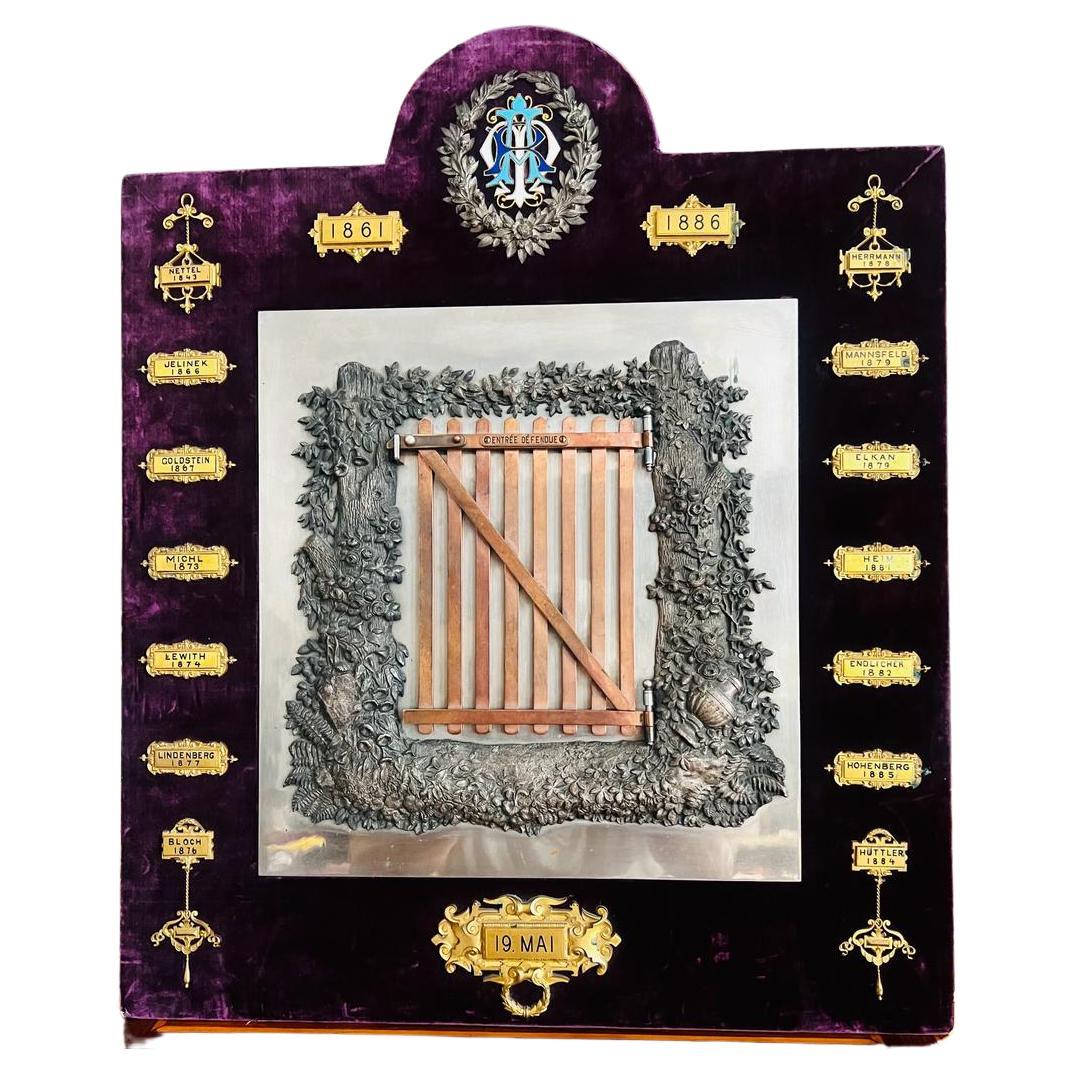 Antique Historical Judaica Freemasonry Memorial Plaque Vienna-Paris 1861-1886 For Sale