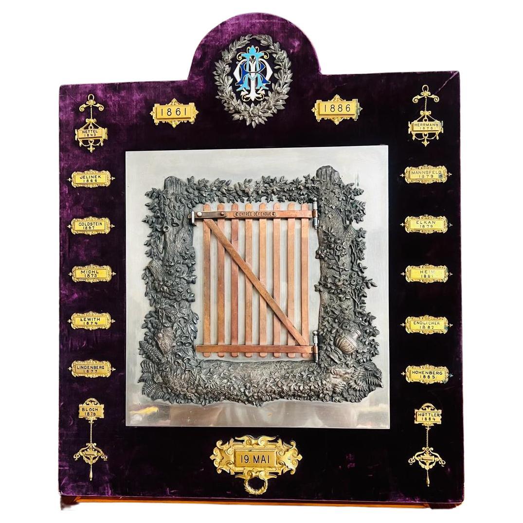 Antique Historical Judaical Freemasonry Memorial Plaque Vienna-Paris 1861-1886 For Sale