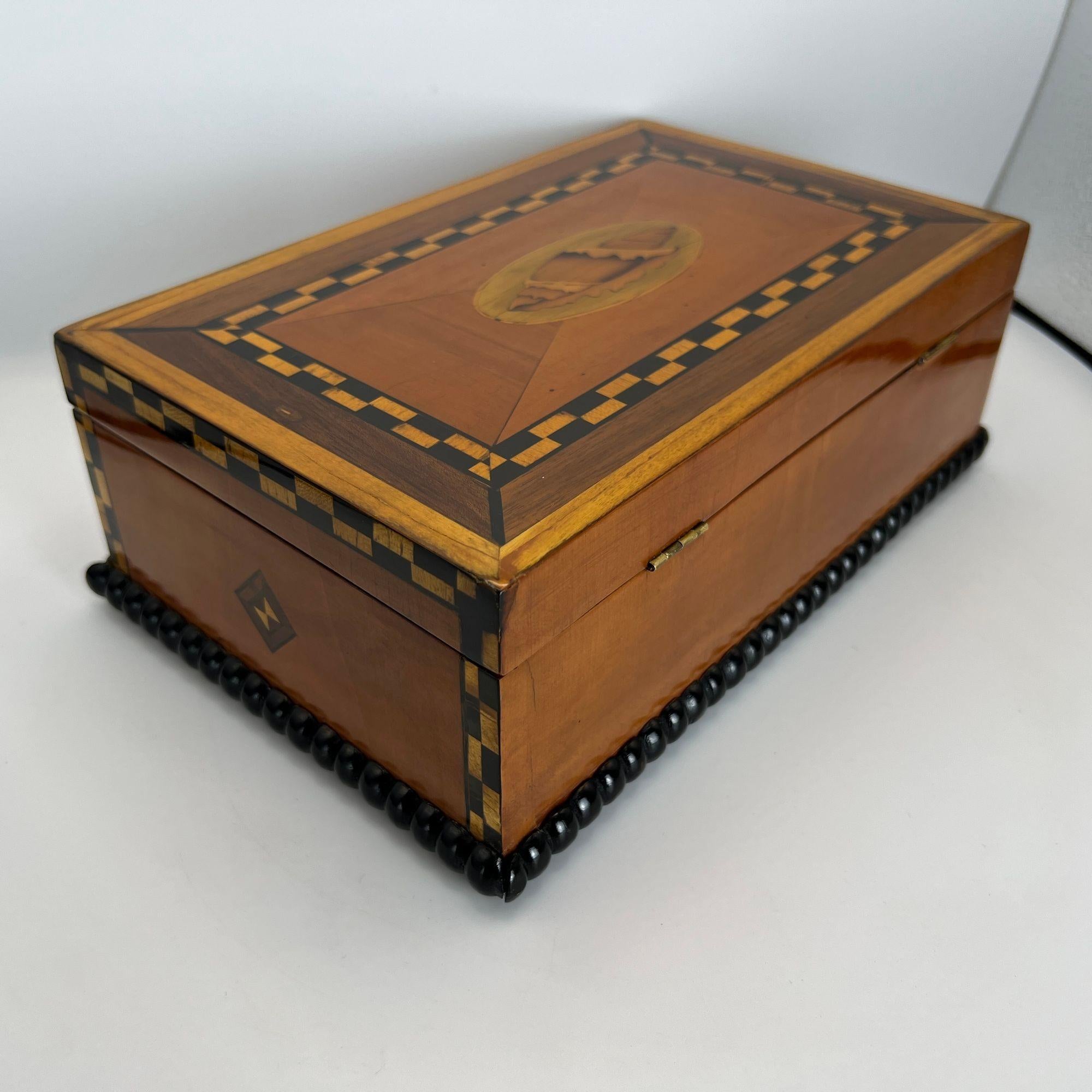 Antique Historicism Box, Birch, Marqueterie, Shell Inlay, Germany, circa 1880 For Sale 11