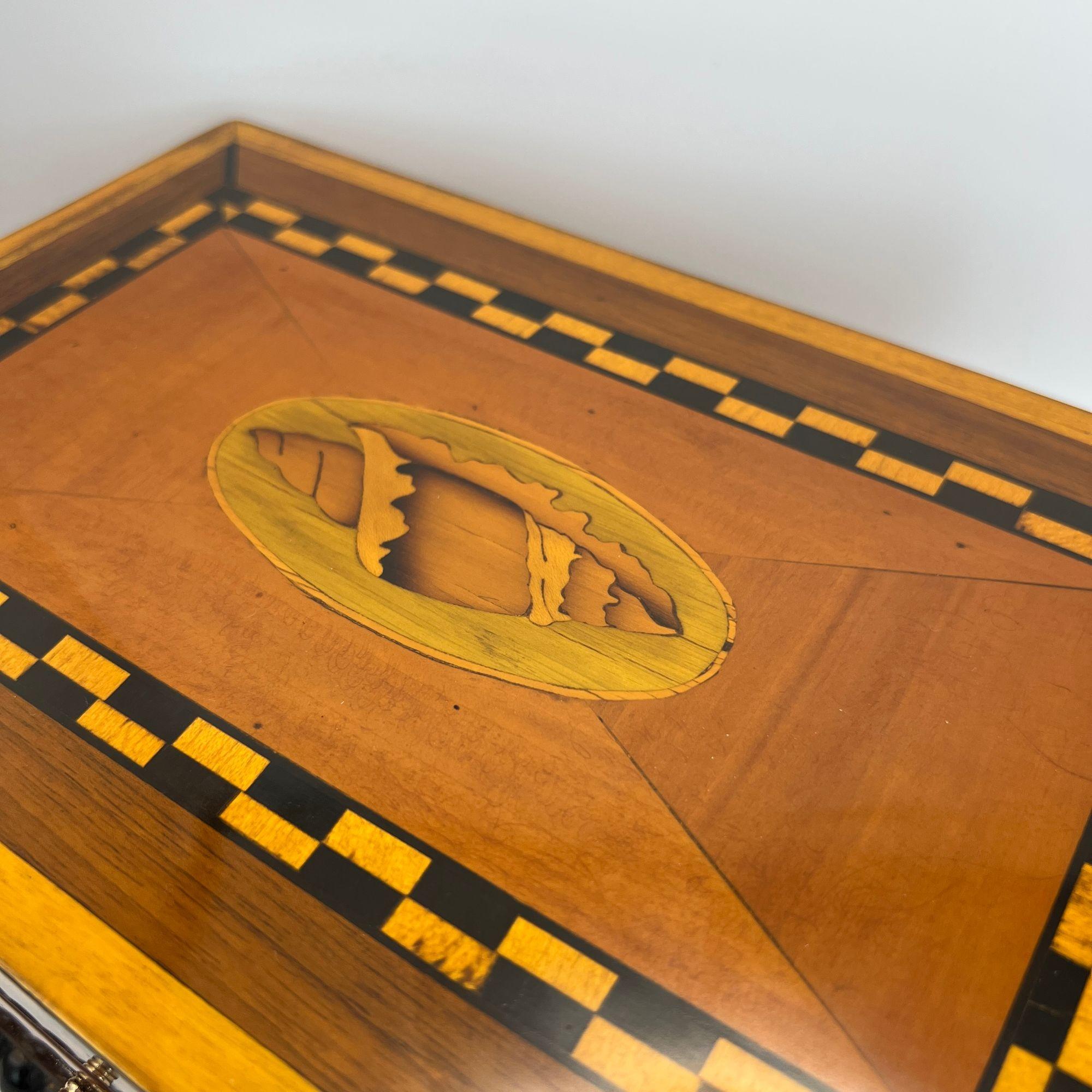 Neoclassical Revival Antique Historicism Box, Birch, Marqueterie, Shell Inlay, Germany, circa 1880 For Sale