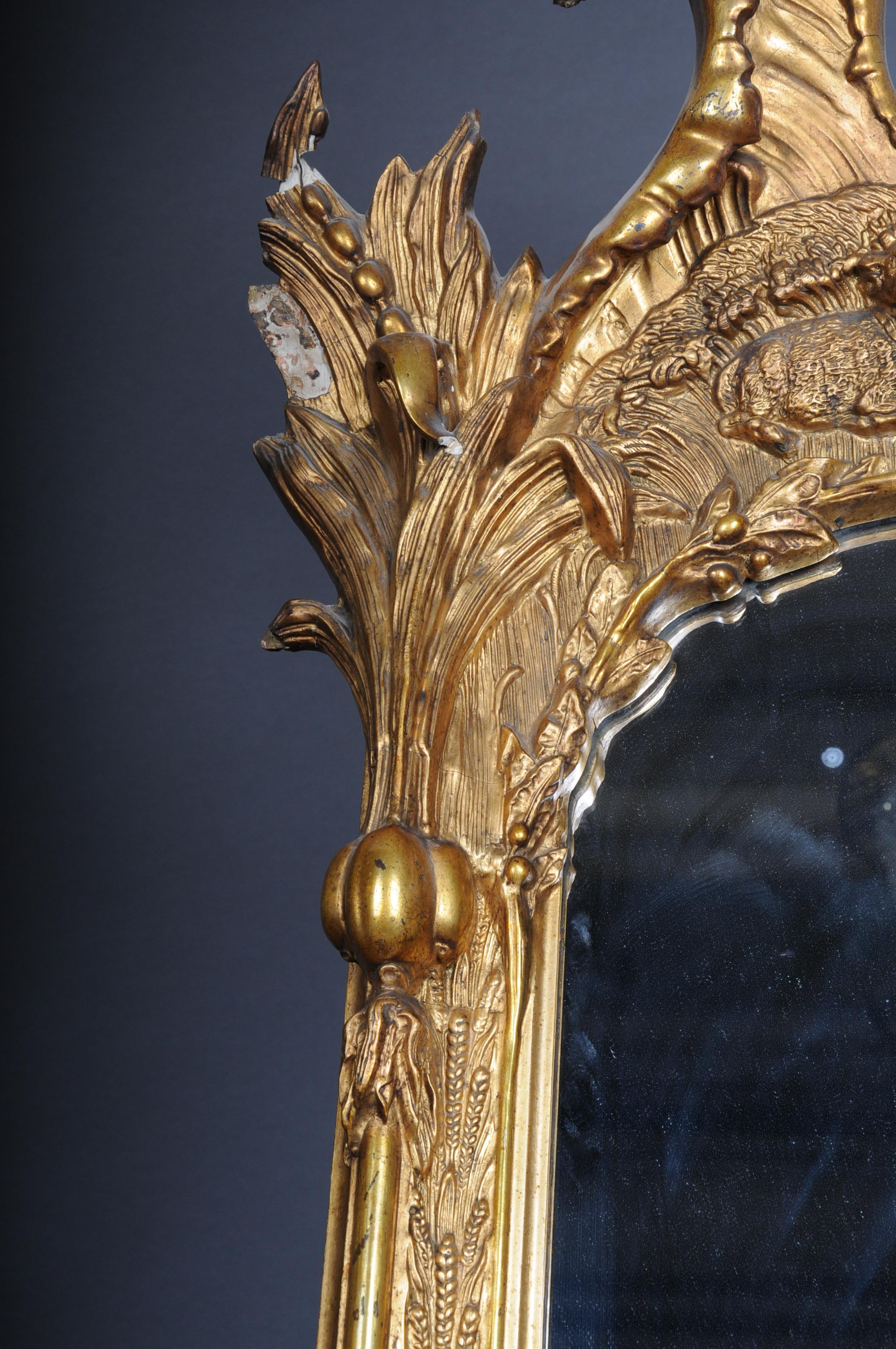 Antique Historicism Mirror, Around 1870, Gilded For Sale 8