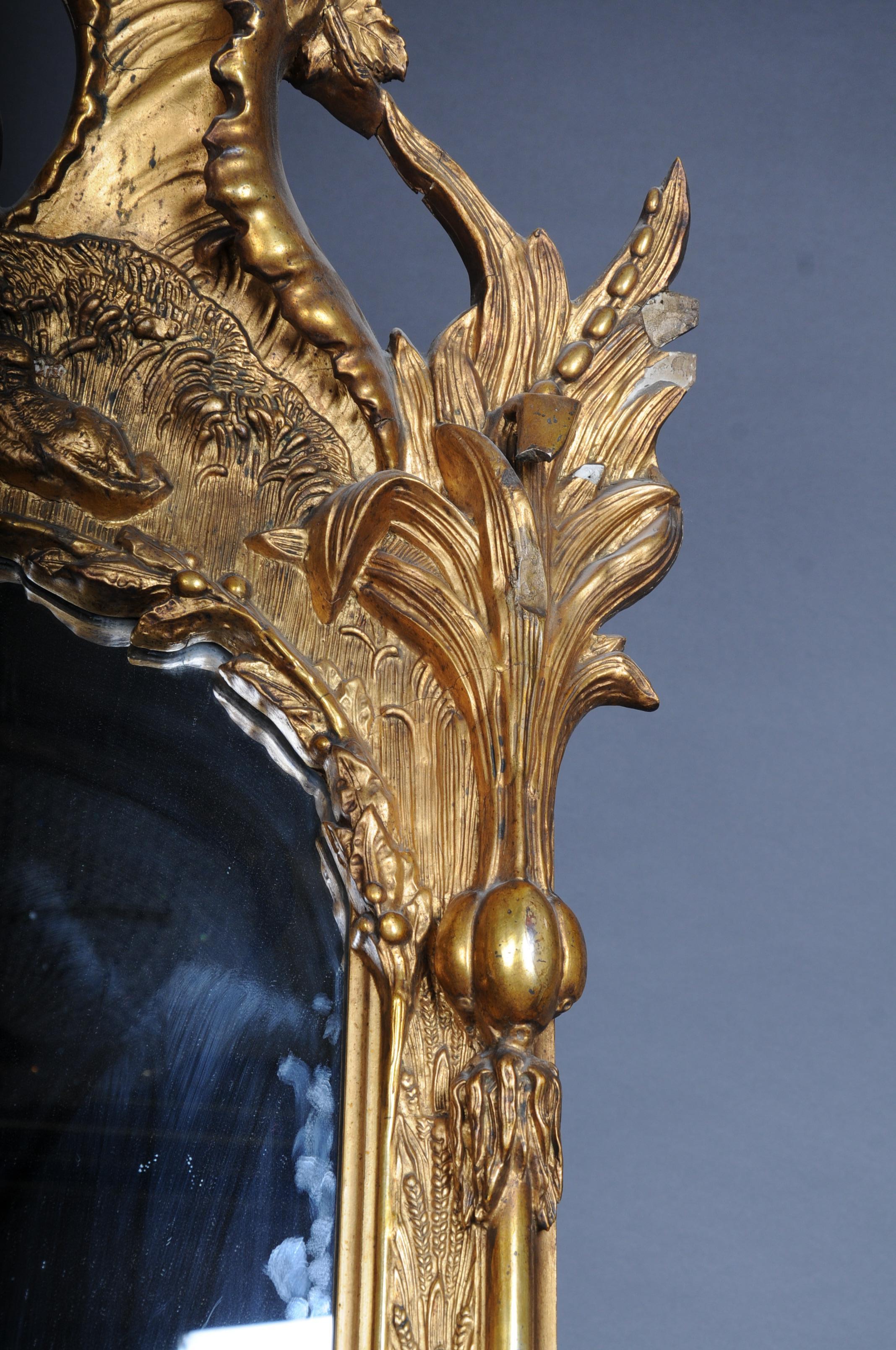 Antique Historicism Mirror, Around 1870, Gilded For Sale 9