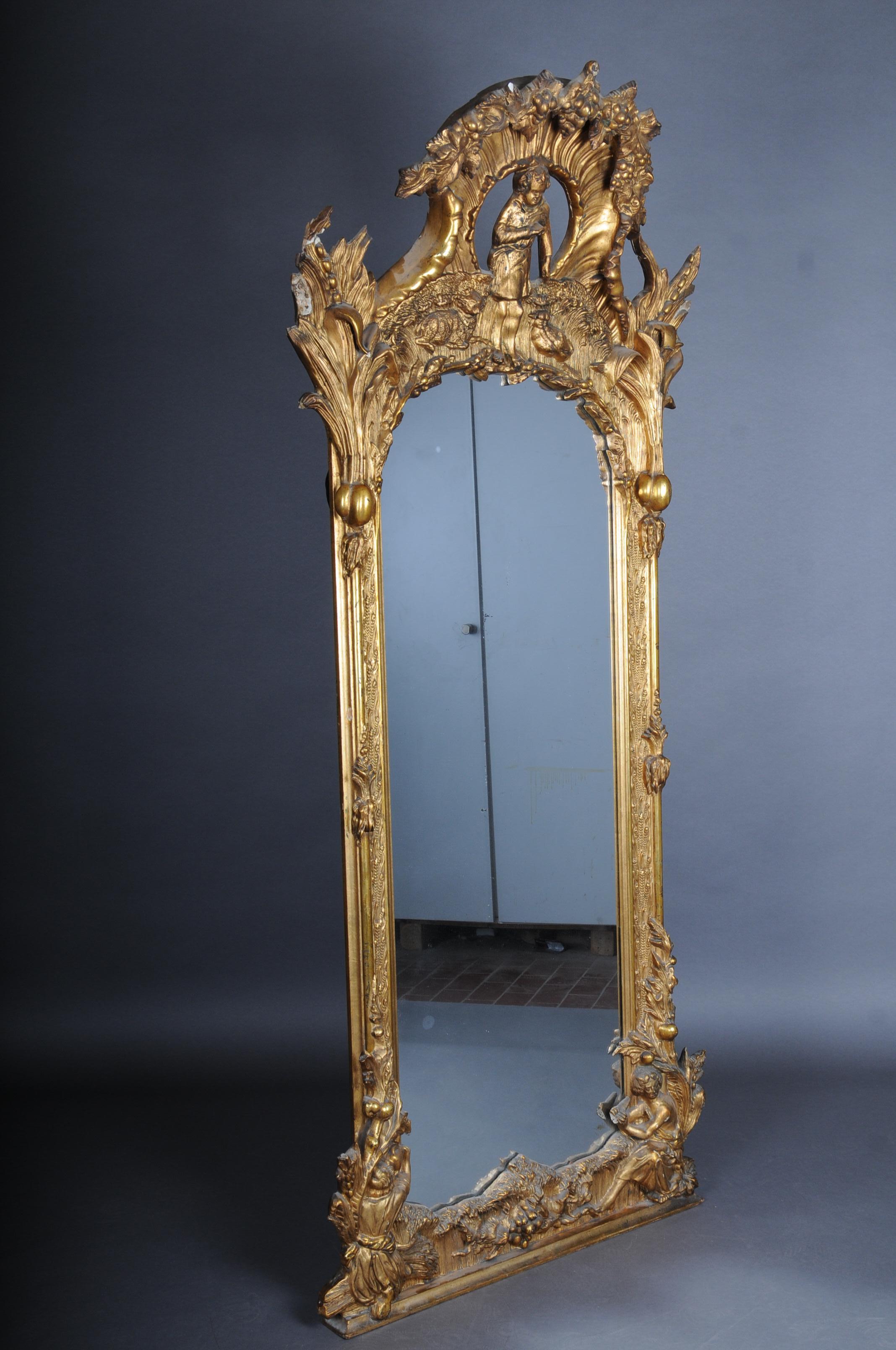 Antique Historicism Mirror, Around 1870, Gilded For Sale 11