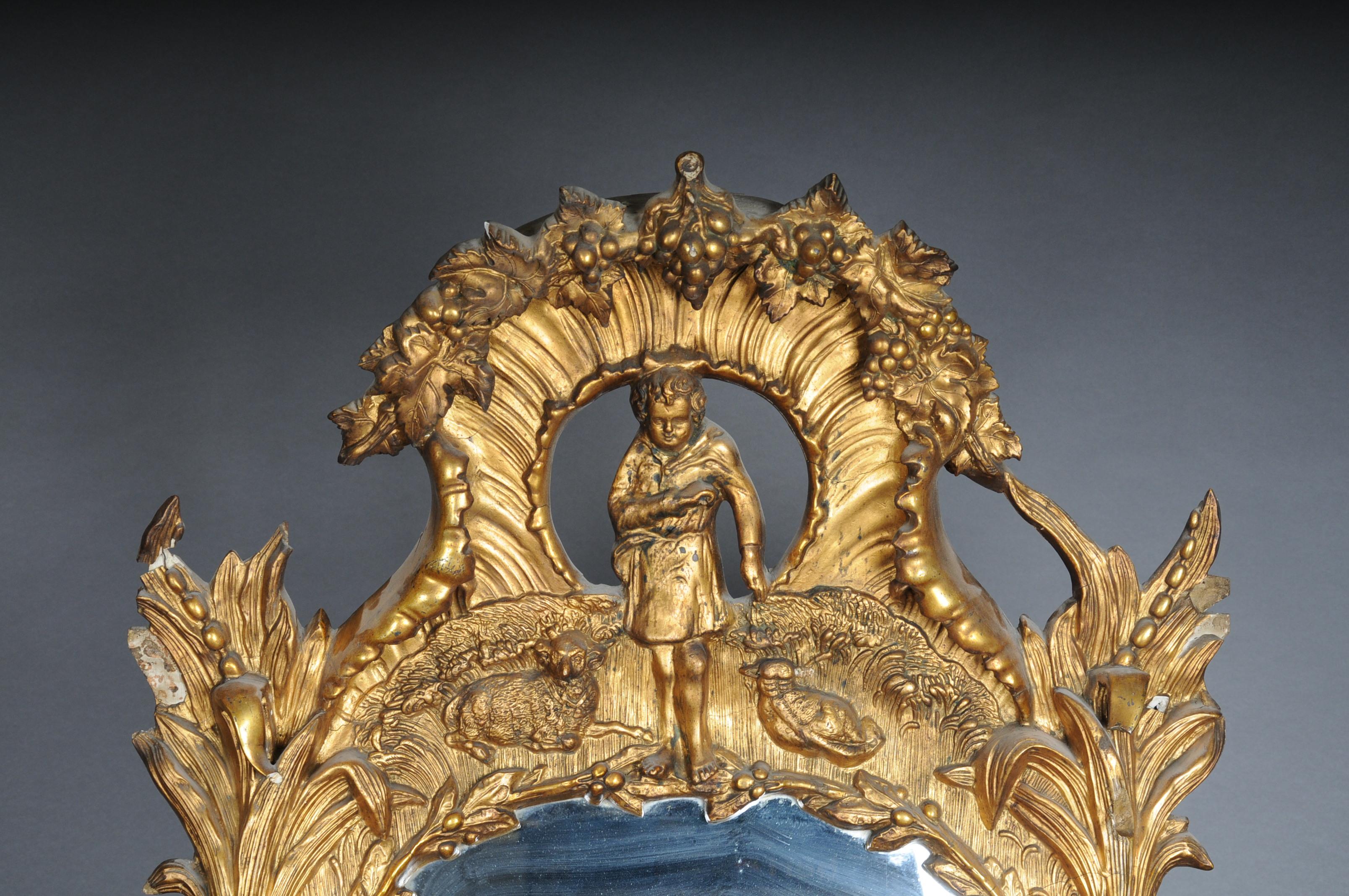 French Antique Historicism Mirror, Around 1870, Gilded For Sale