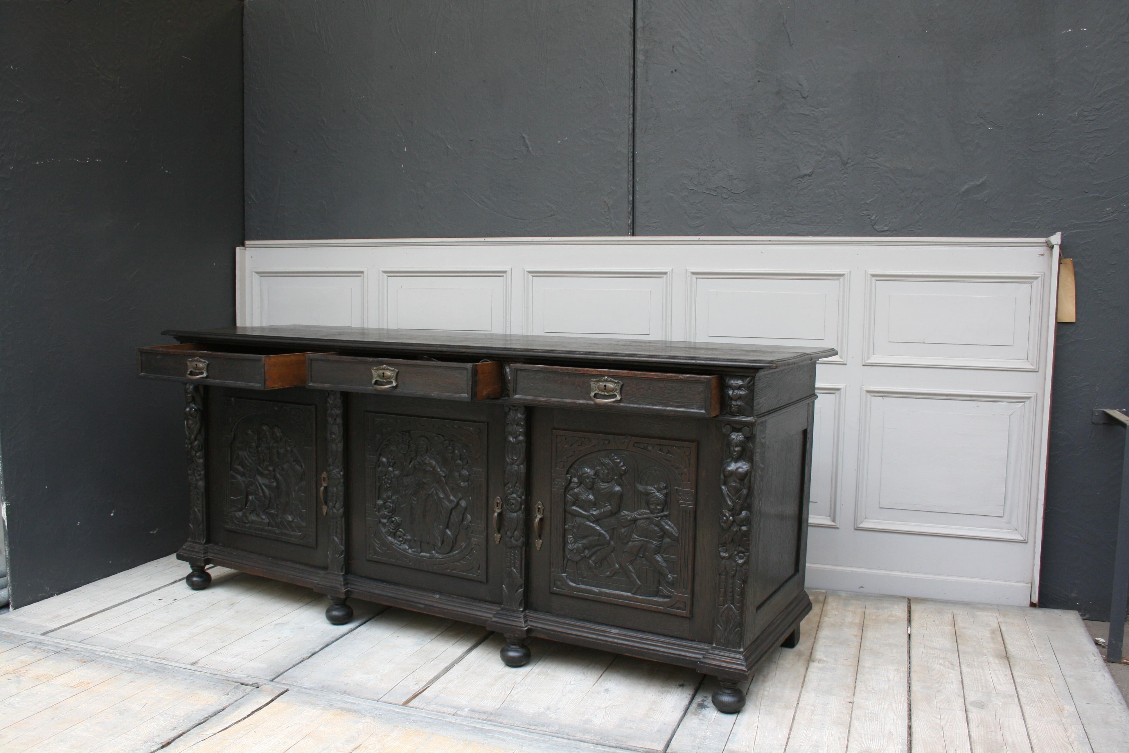 Antique Historicism Oak Credenza, Germany, circa 1880 1