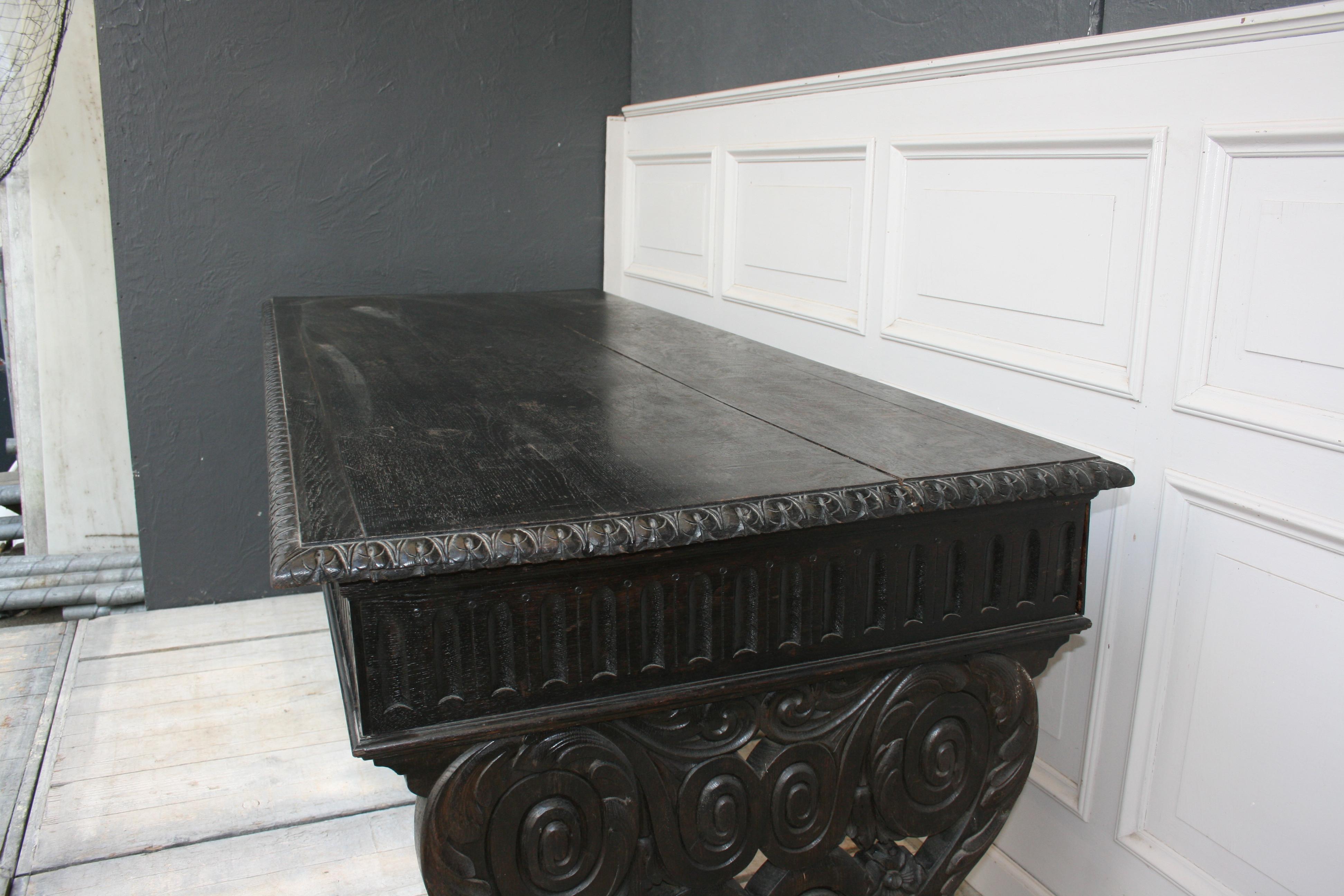 Antique Historicism Oak Writing Desk 3