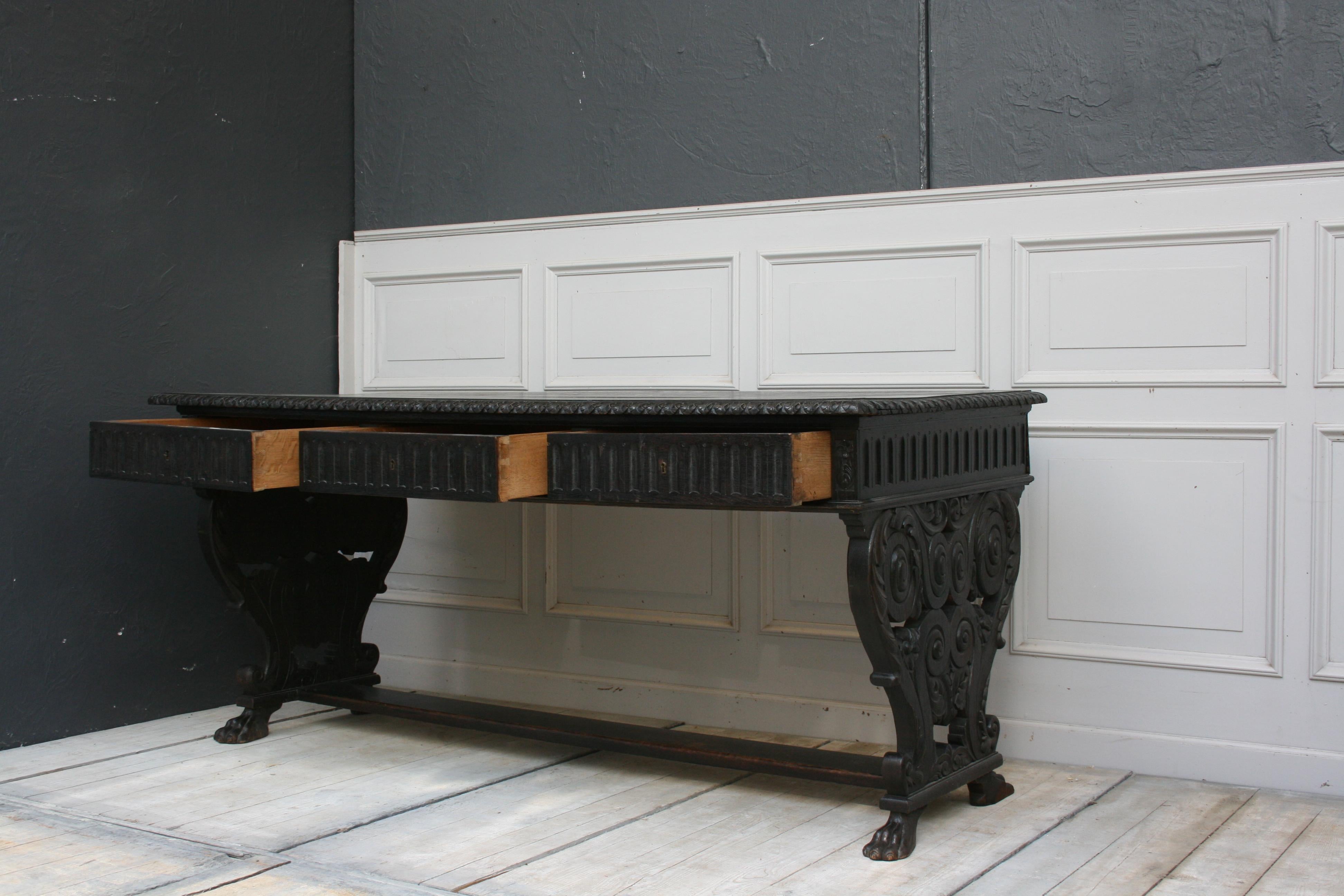 19th Century Antique Historicism Oak Writing Desk