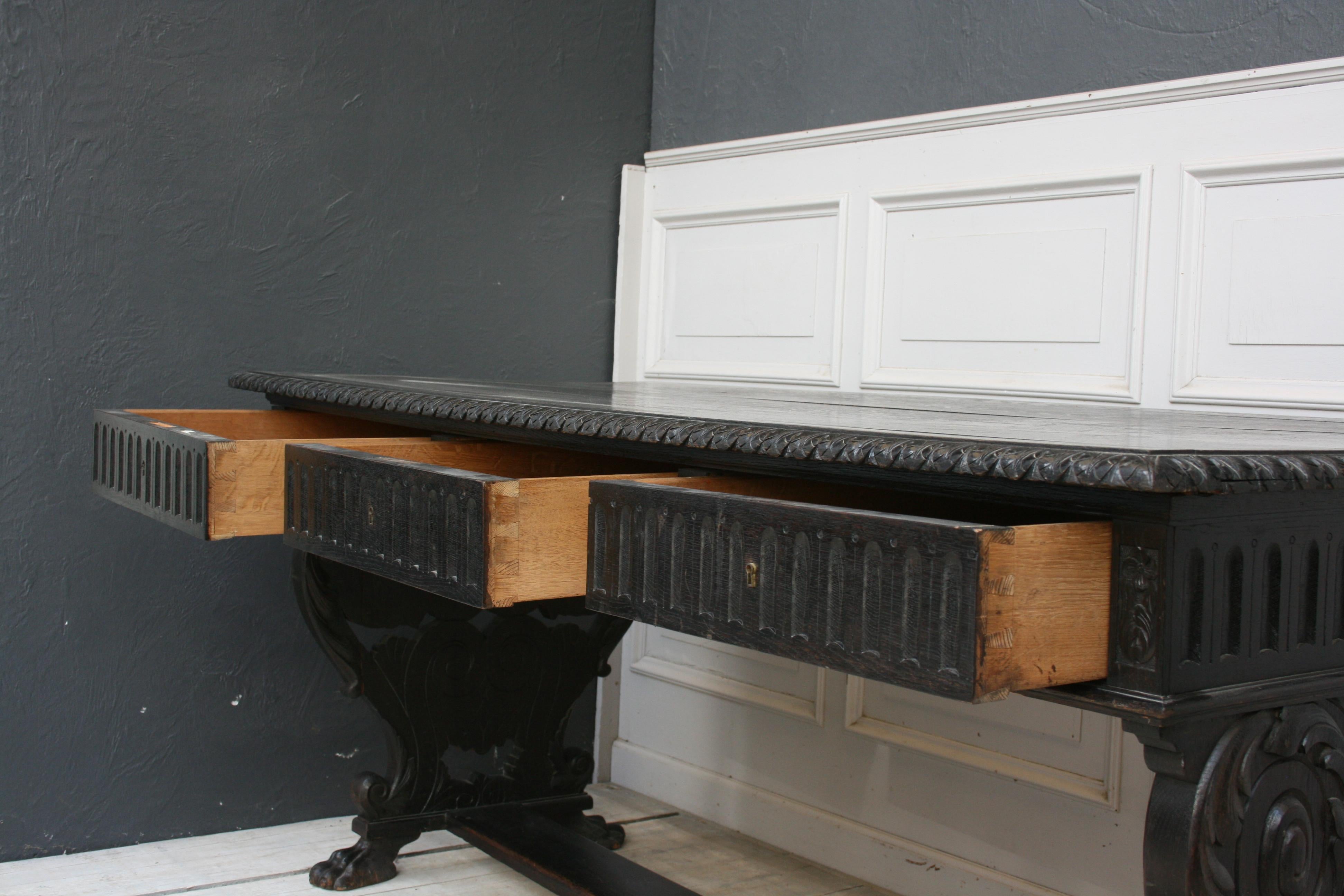 Antique Historicism Oak Writing Desk 1