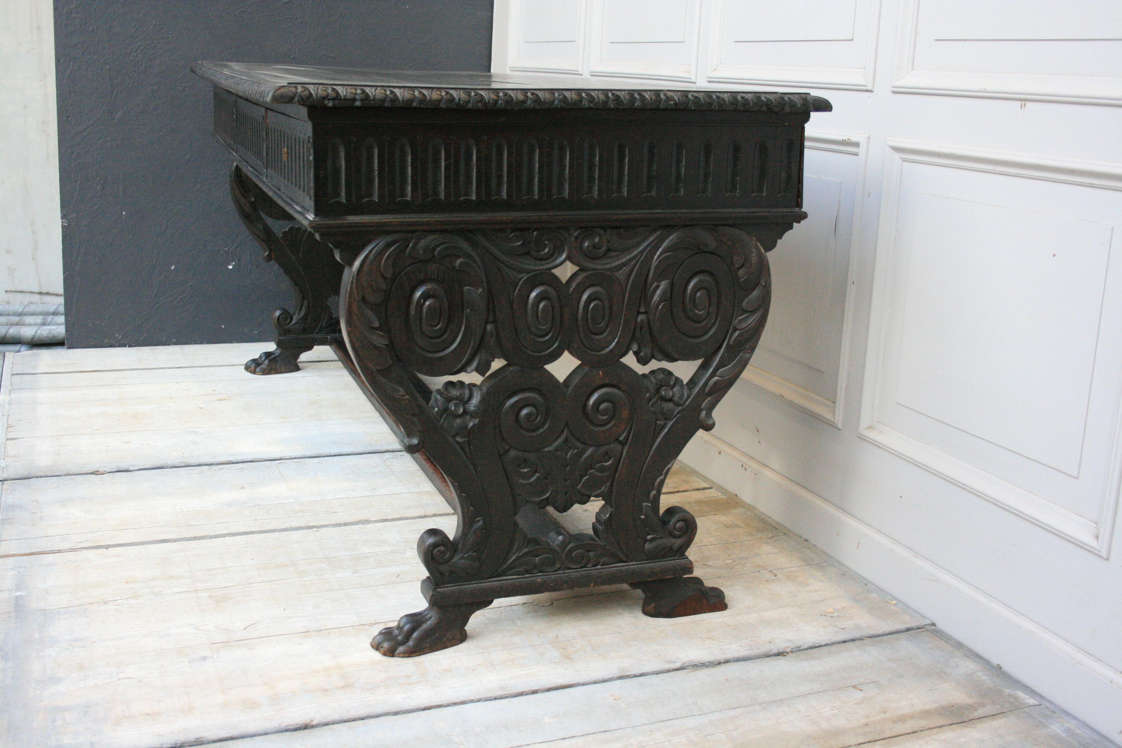 Antique Historicism Oak Writing Desk 2