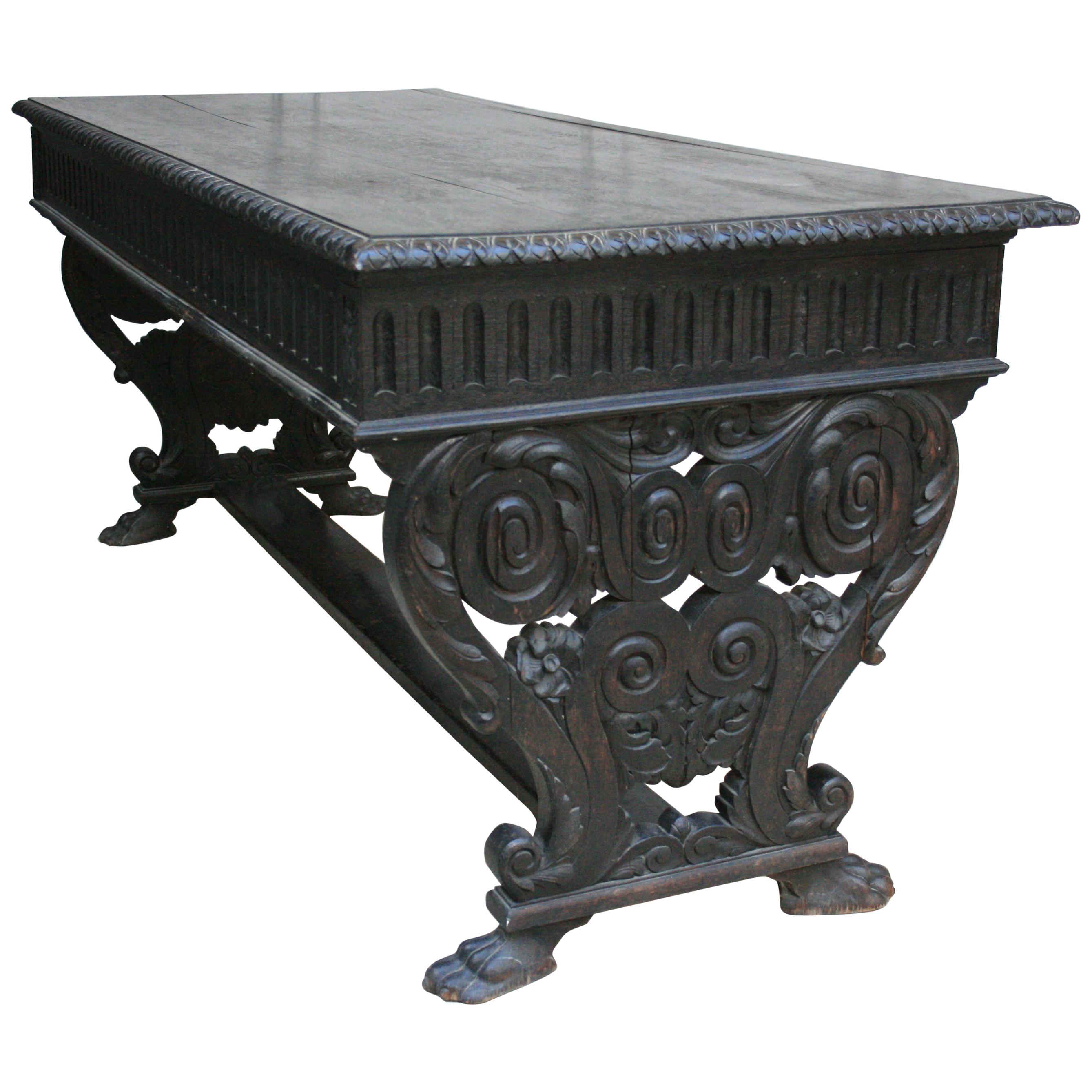 Antique Historicism Oak Writing Desk