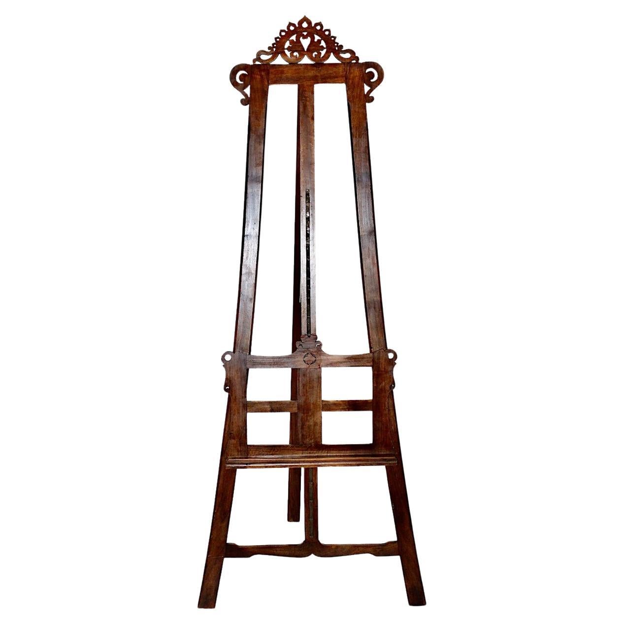 Antiquité Historicisme Vintage Noyer Brun Sculpté Laiton Chevalet d
Artiste 1870 Vienne